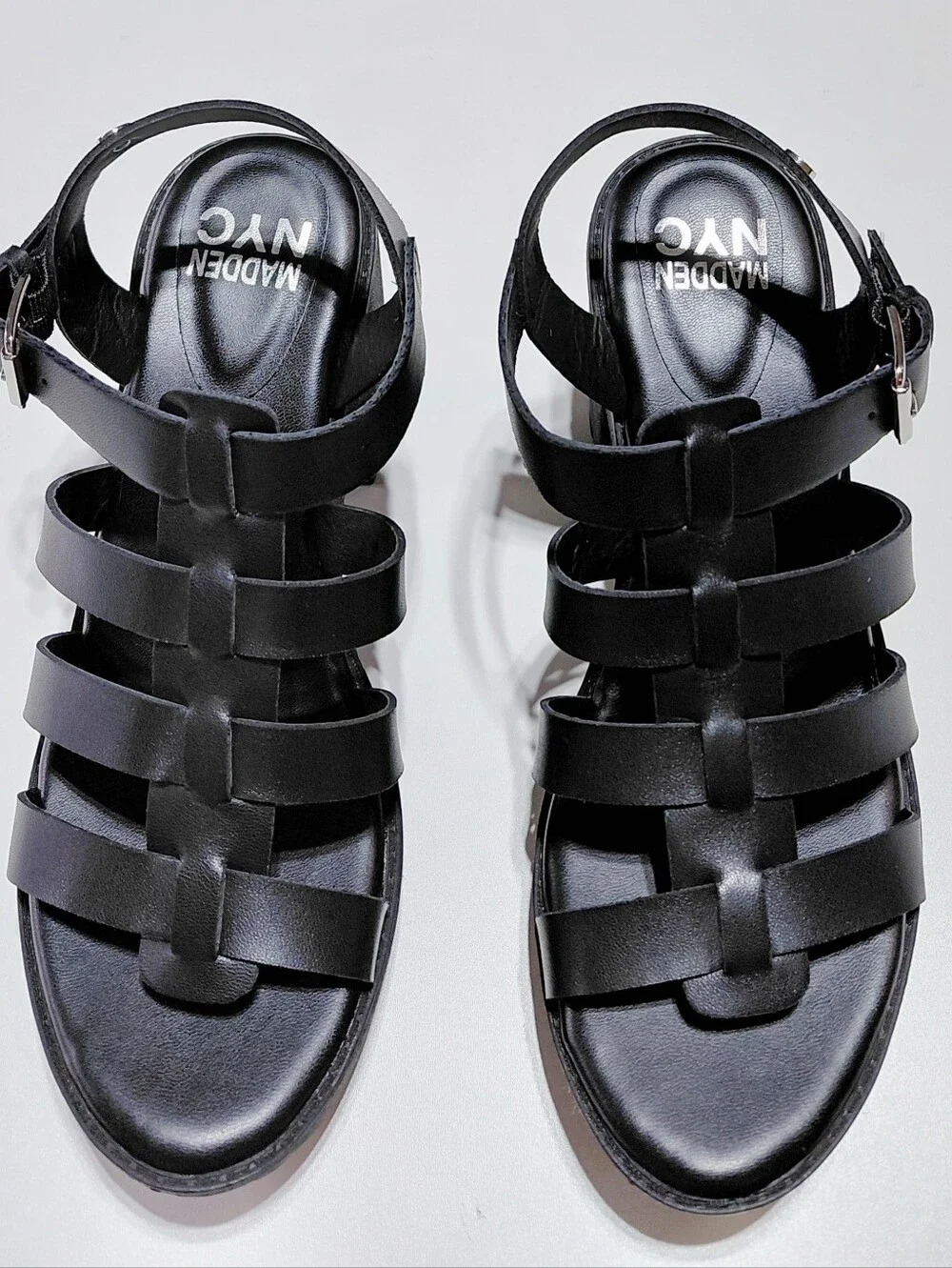MADDEN NYC Women's  Genesis Fisherman  Black Strappy Sandals Size 9.5